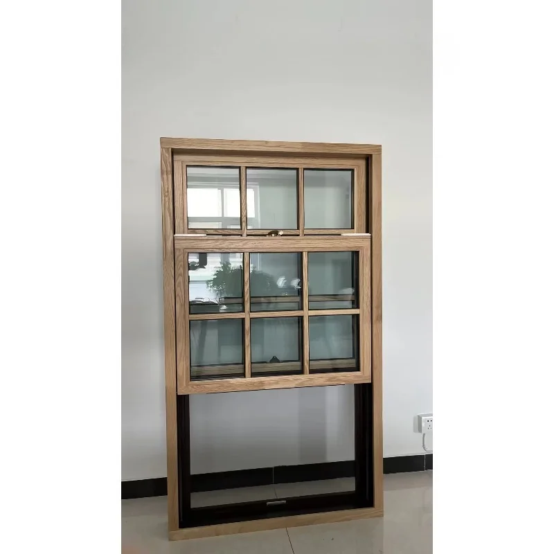 Best-selling single opening oak window aluminum clad wood push-pull vertical opening stainless steel screen curtain