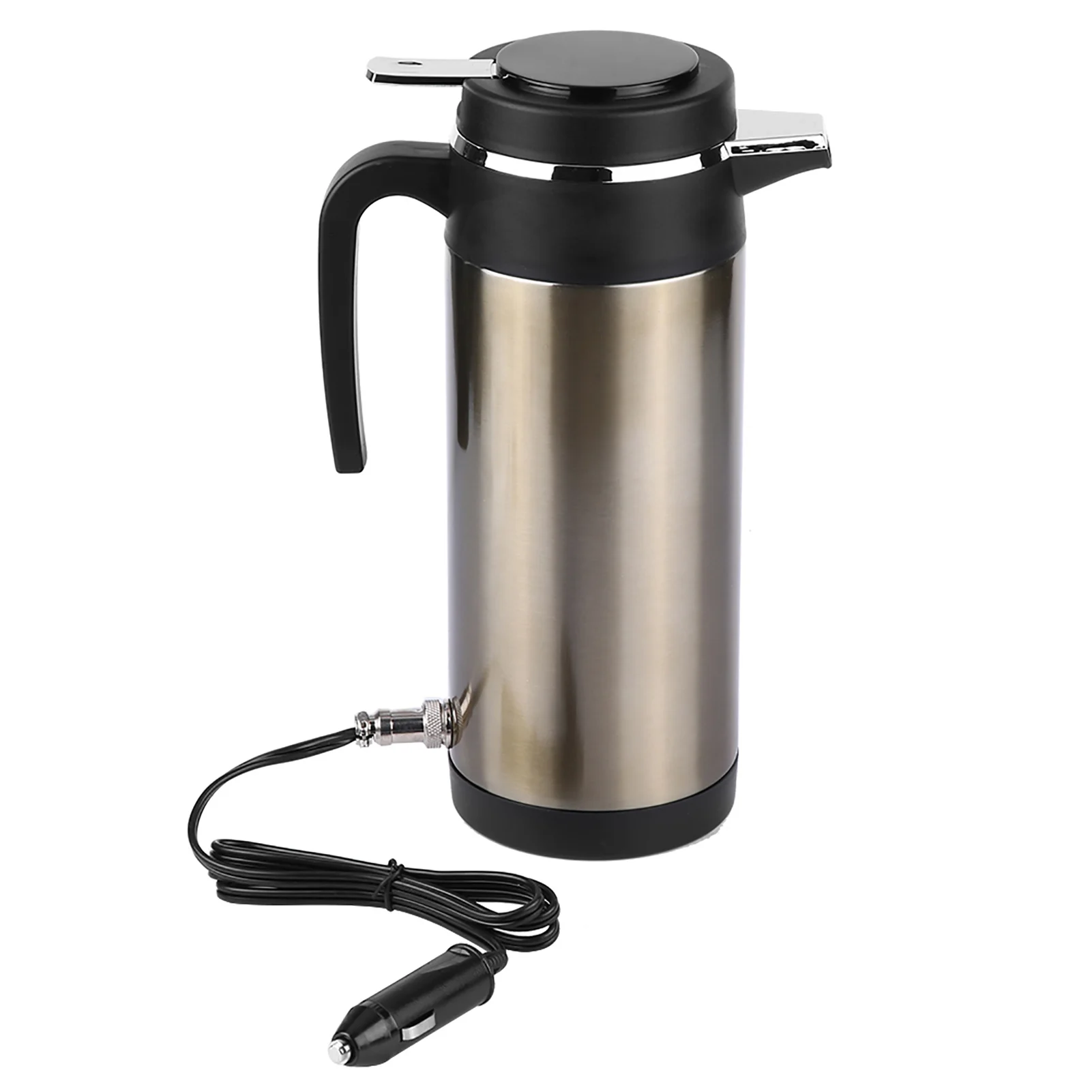 1000ML 12V Stainless Steel Electric In Car Kettle Travel Thermoses Heating Water Bottle