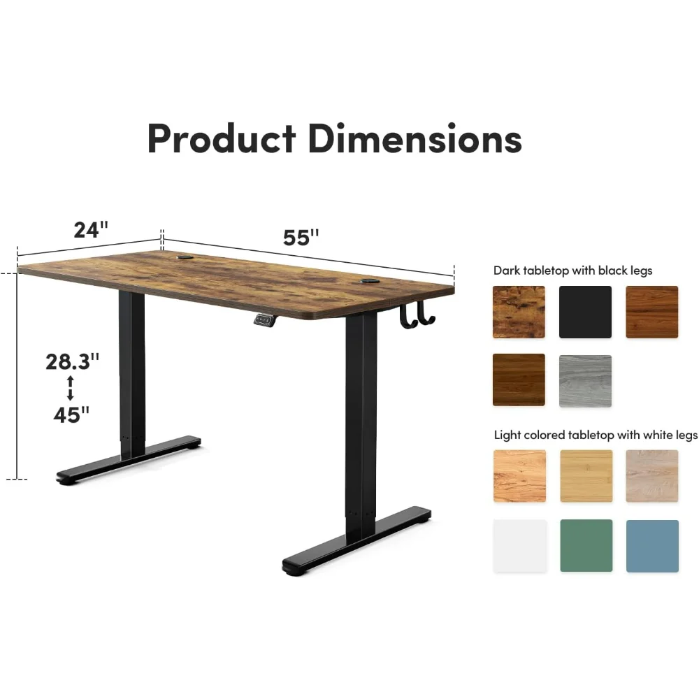 Electric Standing Desk, 48 x 24 Inches Height Adjustable Stand up Desk, Sit Stand Home Office Desk, Computer Desk