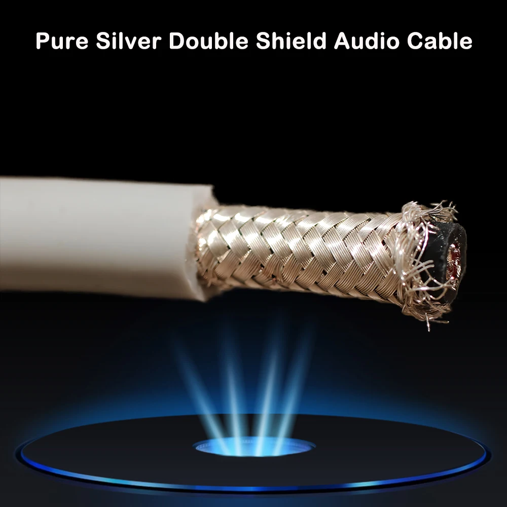 XSSH 2 Core Shielded Audio Cable 9mm 99.999% 5N Pure Silver  2*0.3mm²  High Density Double Layer Shielded Grey Audio Signal Cord