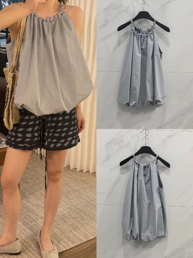 

East Gate Loose Svel Ne Подвесной жилет Морщины Дизайн Sensation Lazy Sle Уличная одежда Майка Женская летняя мода