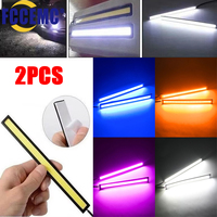 2pcs Ultra Thin Bright LED Car COB Daytime Running Lights Waterproof Night Lighting Decorative Ambient Lamp Bar 12V Universal
