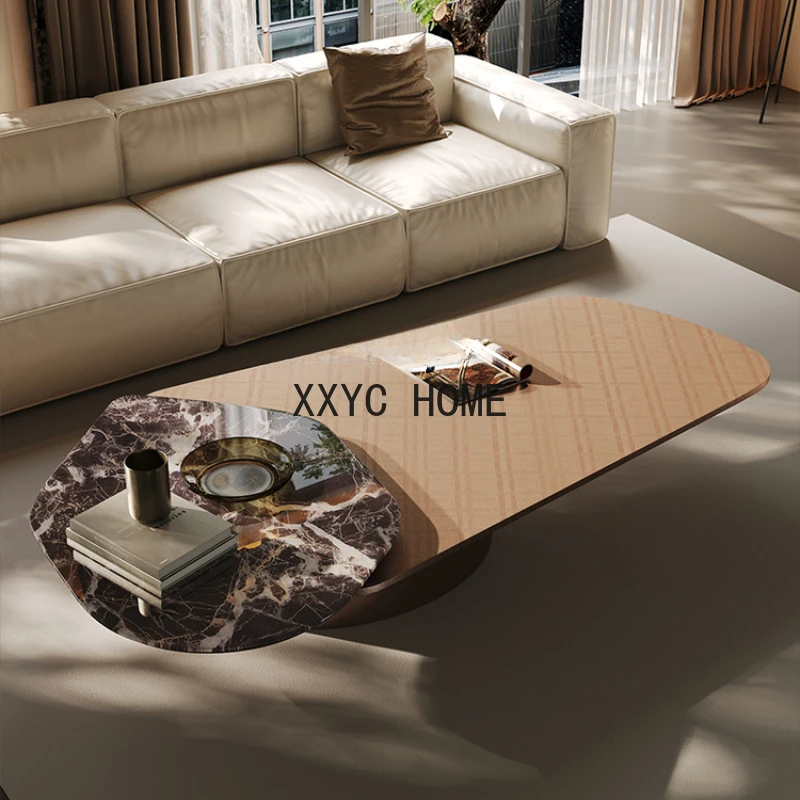 

Rotating Marble Coffee Table Small Apartment Living Room Light Luxury Italian Minimalist Home