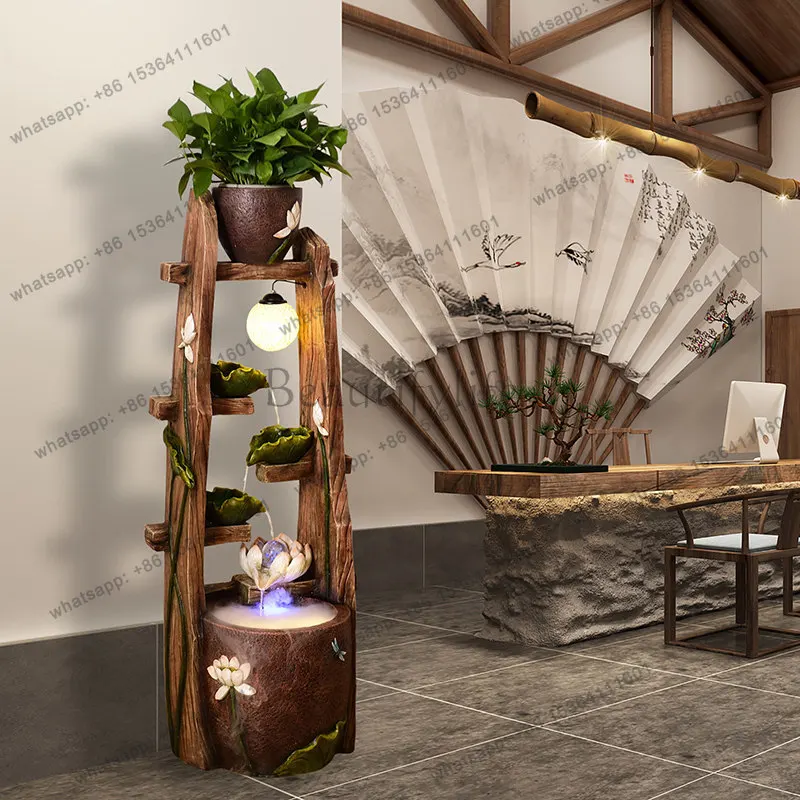

Modern new Chinese creative water fountain feng shui wheel living room ornament family decoration