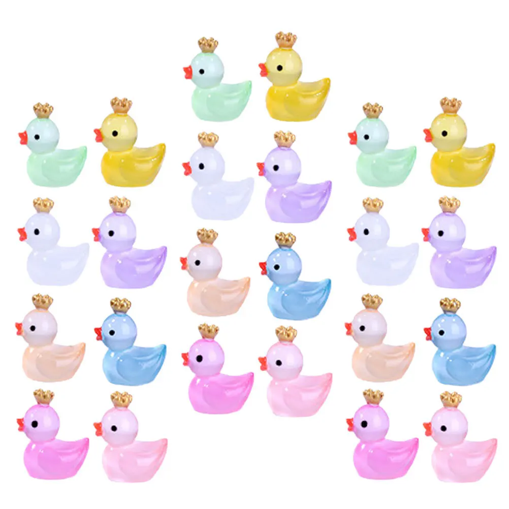 

24Pcs Glow in The Dark Mini Resin Duck Statue Lightweight Luminous Tiny Duck Ornament for Garden Yard Desktop Landscape
