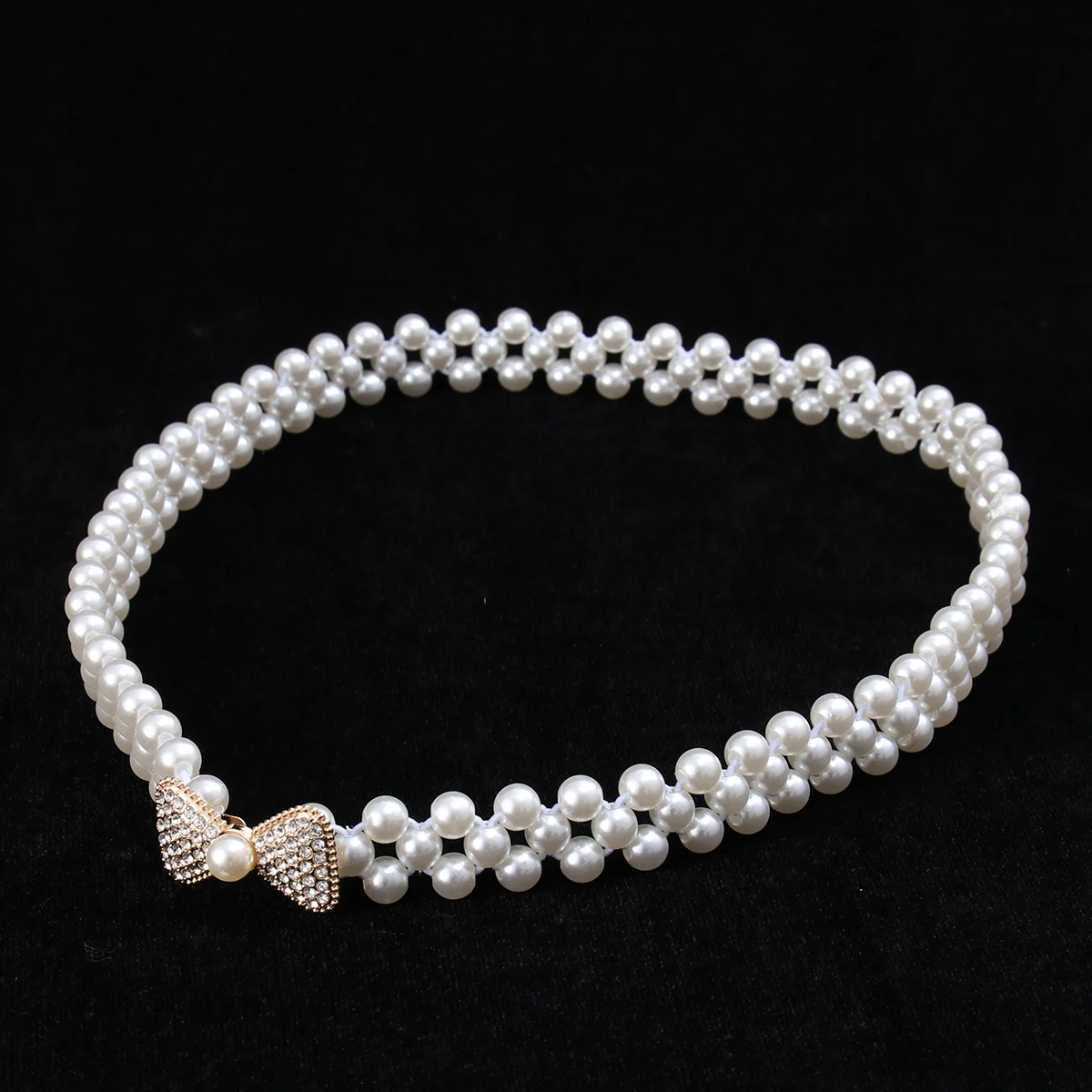 

1pc Pearl Elastic Waist Belt Waist Belt For Women Fashion Elastic Waistband Vintage Dress Accessory Bow Style 1