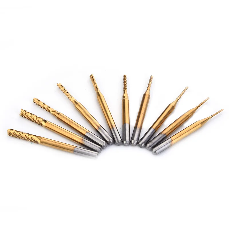 10PCS/Set 0.8-3.175 MM For PCB CNC Titanium Plating Drill Bit Set Engraving Cutter Rotary Mill Drop Shipping