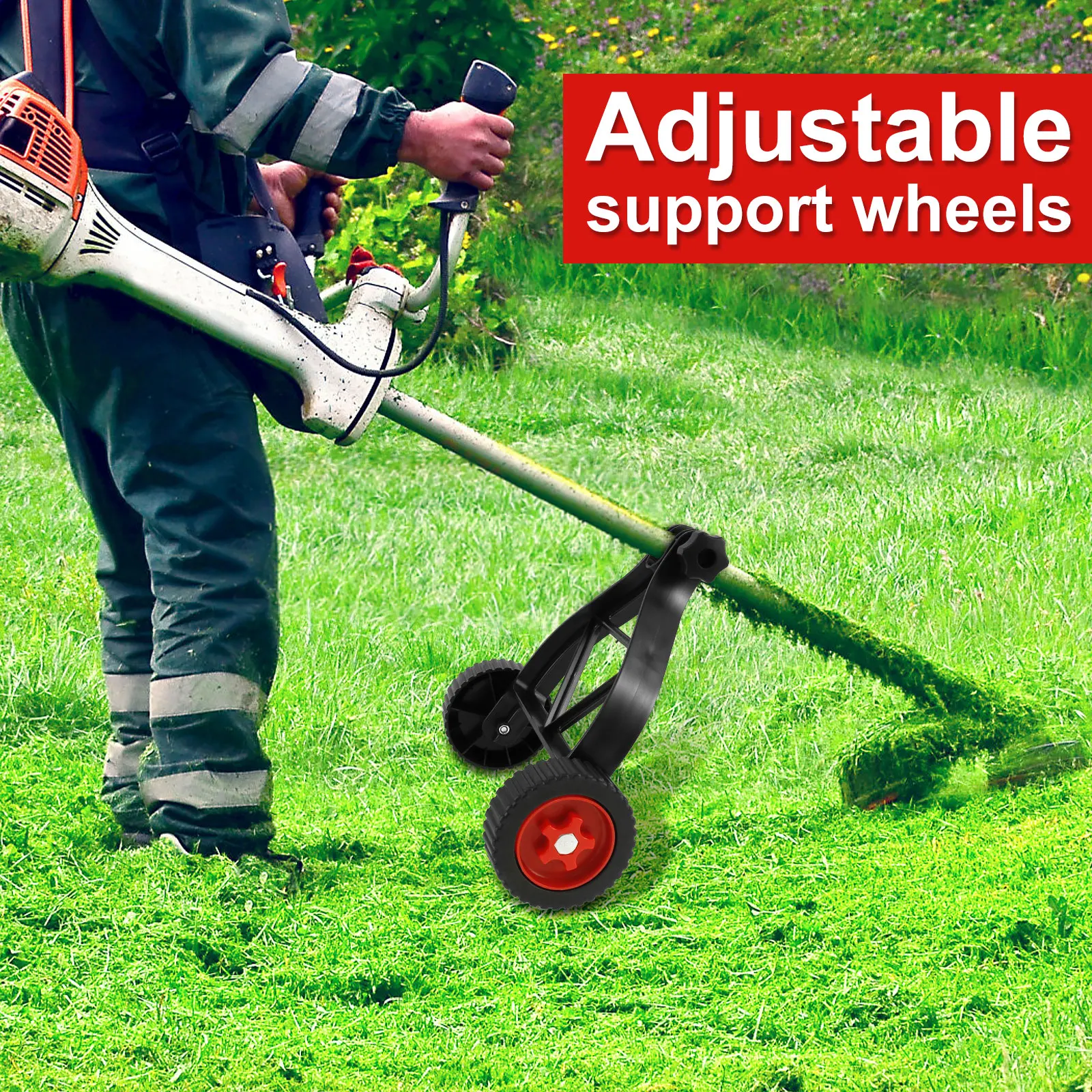 Weed Trimmer Support Wheel Household Manual Lawn Trimmer Adjustable Garden Accessories Weeding Pruning Double Wheel Bracket