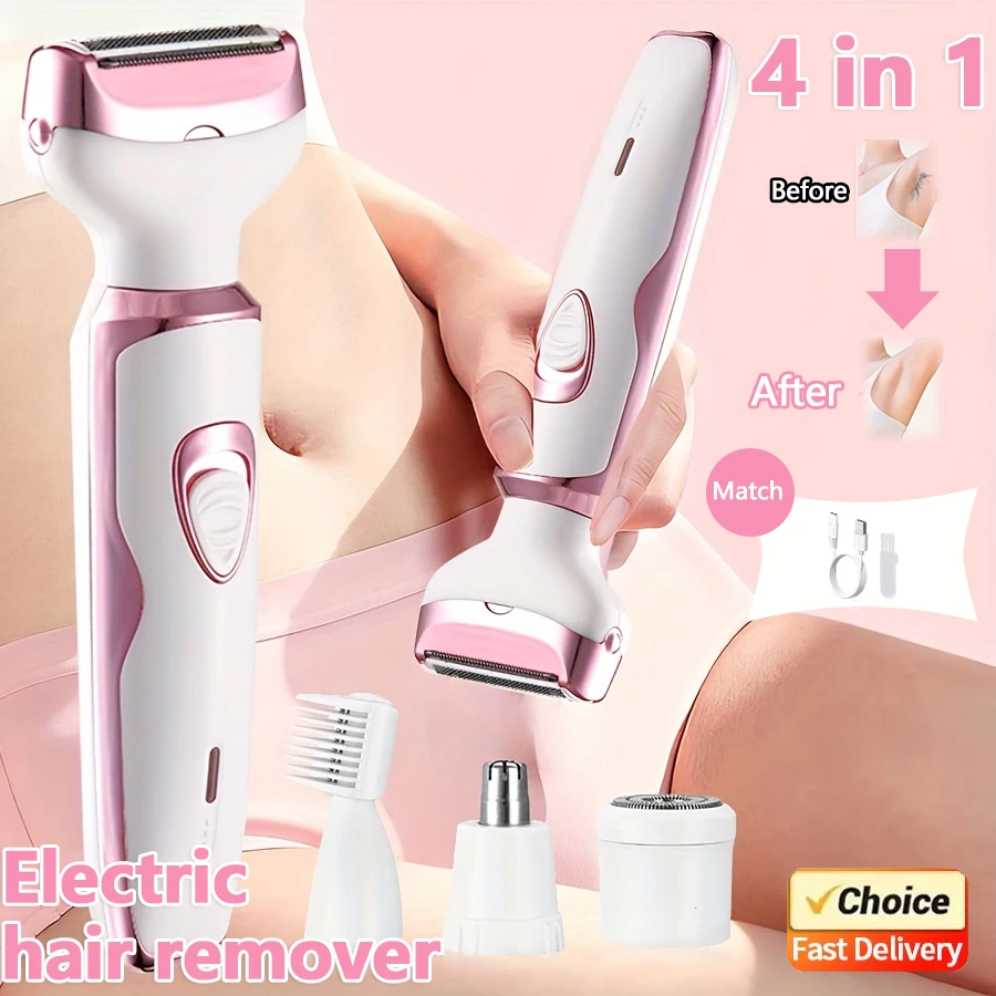 

Новая электрическая бритва 4-в-1 для женщин, триммер для тела, подмышек, зоны бикини, рук, ног, лица, усов, портативная, безболезненная