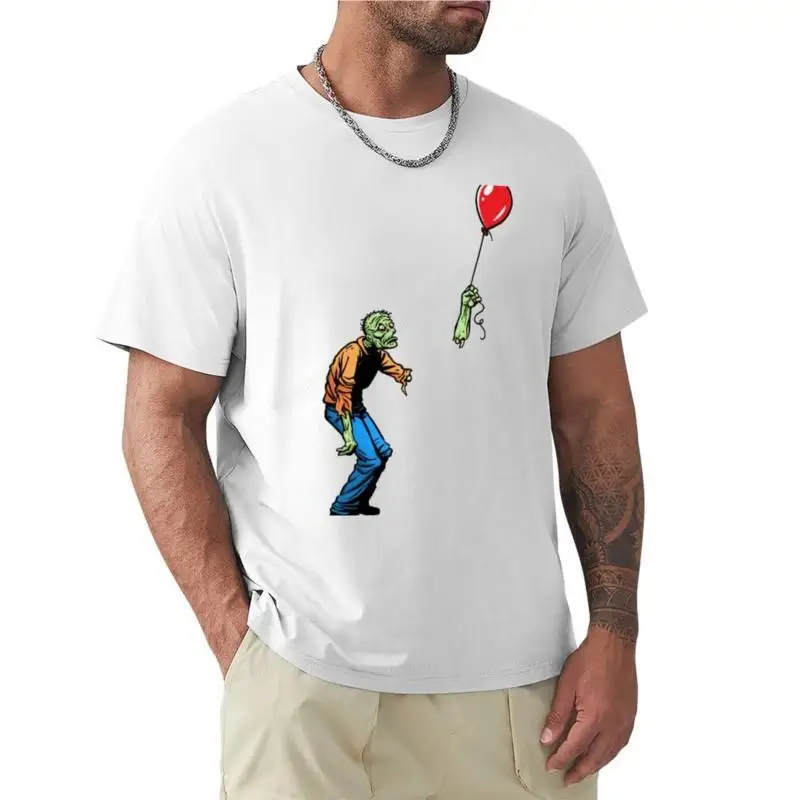 Sad Zombie with Balloon T-Shirt new edition t shirt summer top black t shirts T-shirts for men cotton