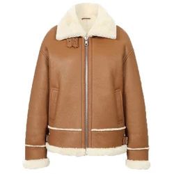 Denny&Dora Womens Shearling Jacket Casual Jacket Short Fur Coat Womens Winter Jackets Casual Shearling Jacket