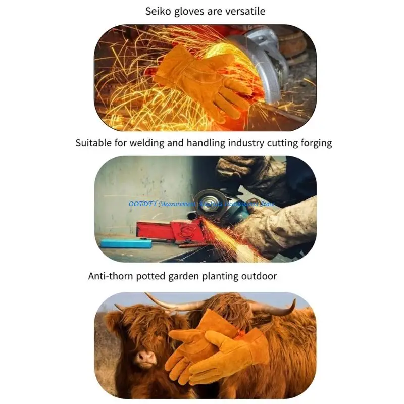 367D Cowhides Welding Gloves Heat Resistant Antislip Protections for Grinding Handling and Construction Work