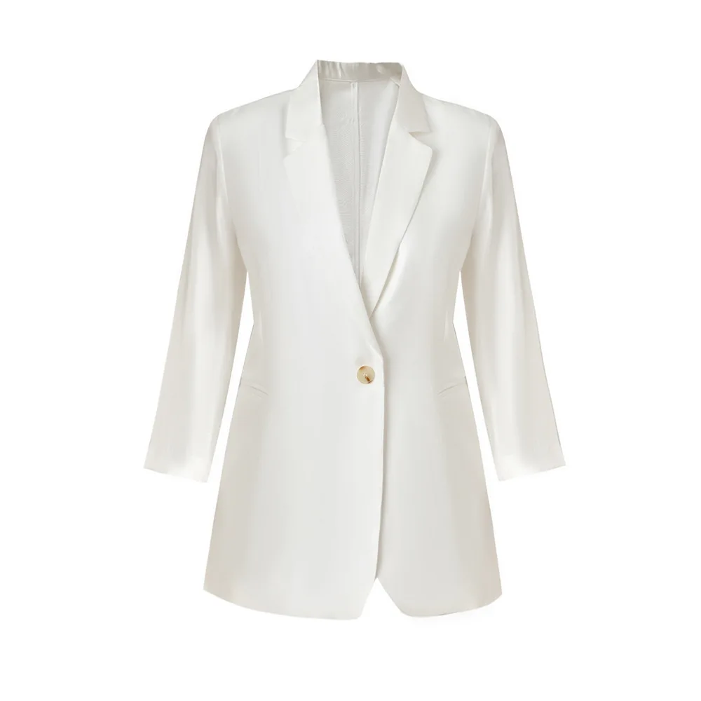 Spring Summer Thin Seven-Point Sleeve Hemp Suit Jacket Breathable One-Button Air Conditioning Room Jacket Six Colors S-XL