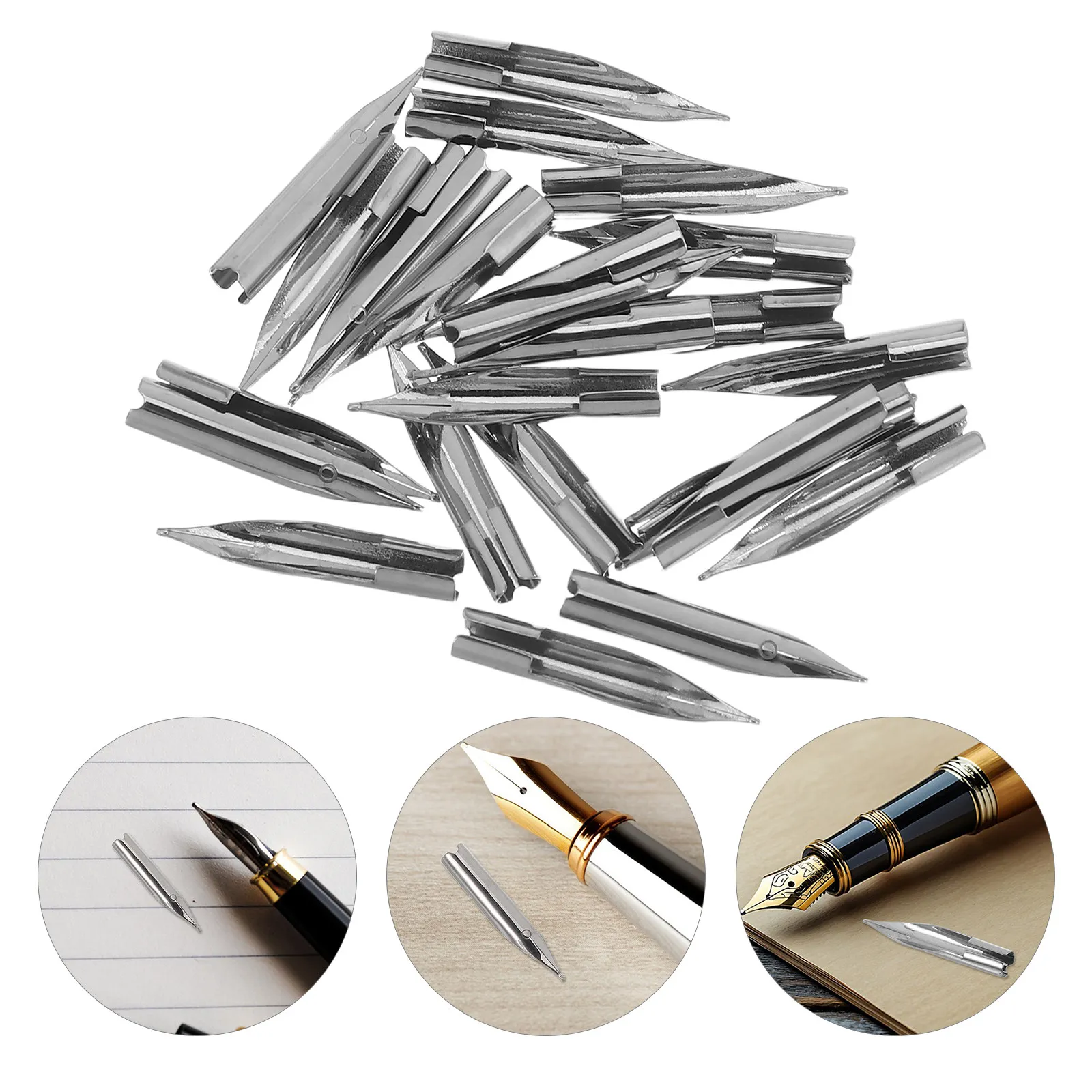 

25Pcs Steel Replacement Nibs 0.38mm Fine Point Fountain Pen Tips Smooth Reliable Writing Long Term Use Calligraphy Drawing