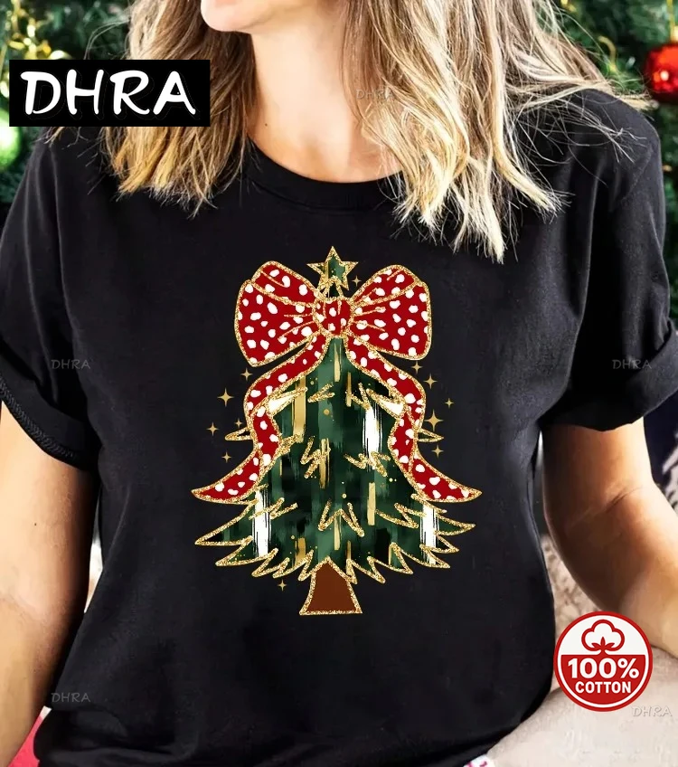 

Women's Fashion Merry Christmas Pattern Print Top, Short-Sleeve Round Neck Casual Women's Clothing