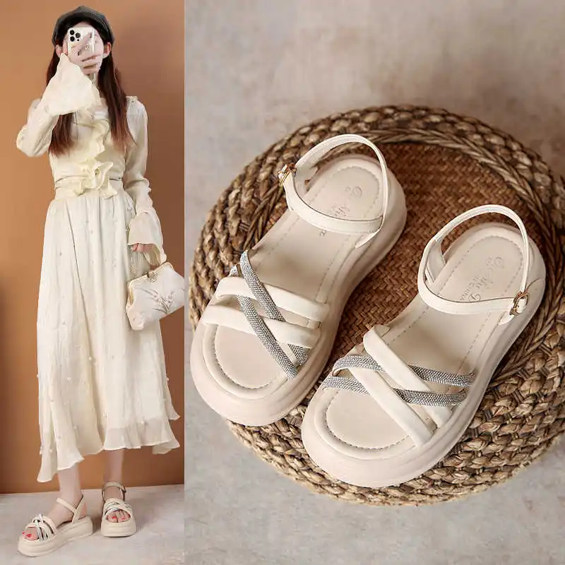 

Летние женские сандалии с круглым носком и ремешками, синие теннисные кроссовки, спортивные лоферы, трендовые кроссовки для бега