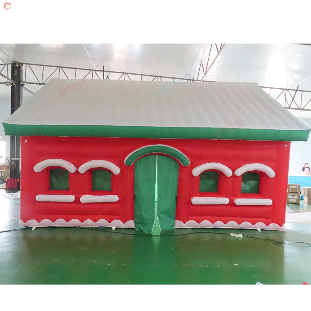 Fast Shipping Custom Made Giant Inflatable Christmas House for Celebration Xmas Inflatable Santa House with Blower