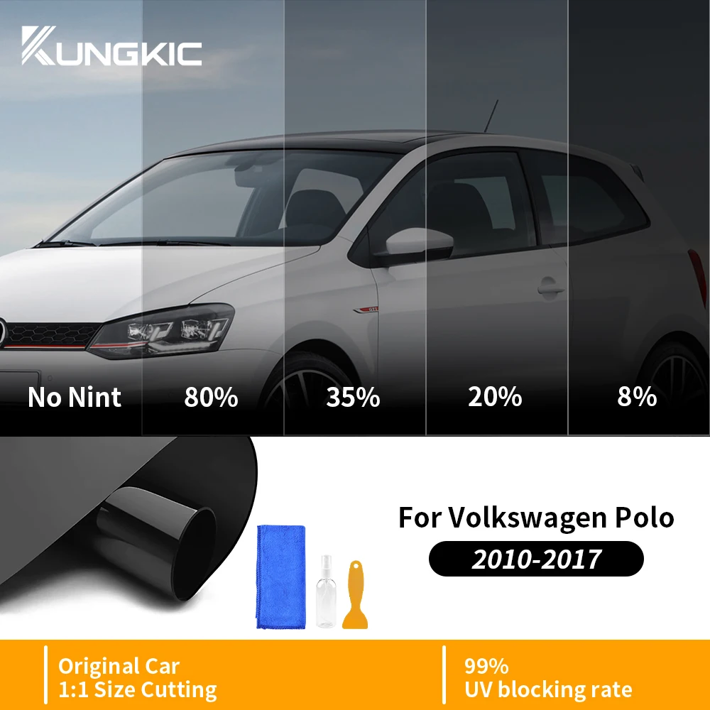 

Для Volkswagen Polo 2010-2017 VW 4-дверный комплект предварительно вырезанной тонировочной пленки для окон автомобиля, тонированная солнечная пленка, защита от тепла и ультрафиолета