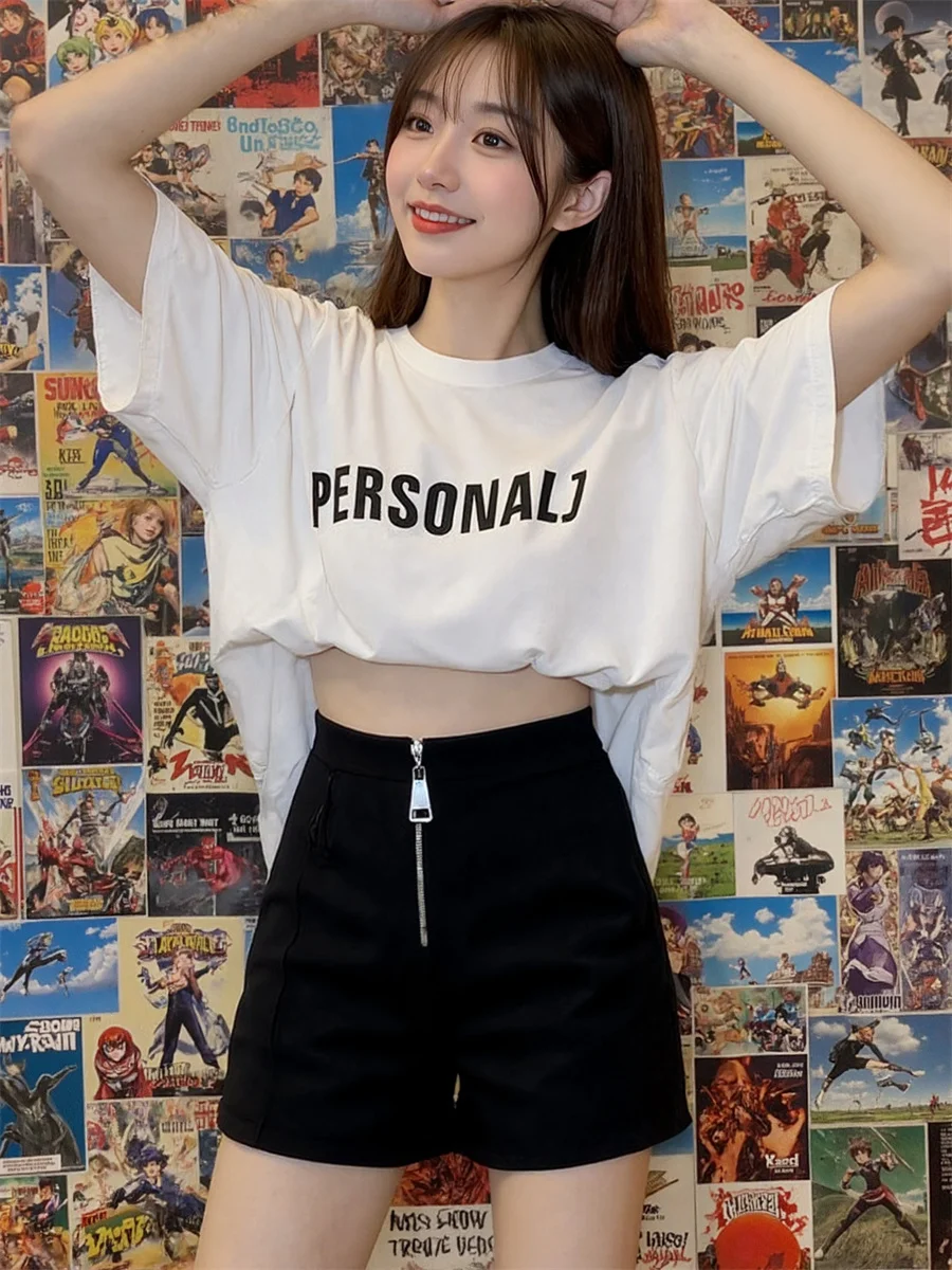 شورت نسائي قصير على شكل حرف A مع نسيج مسامي وحزام خصر قابل للتعديل للعطلات المثالية على الطراز الكوري الأنيق اليومي