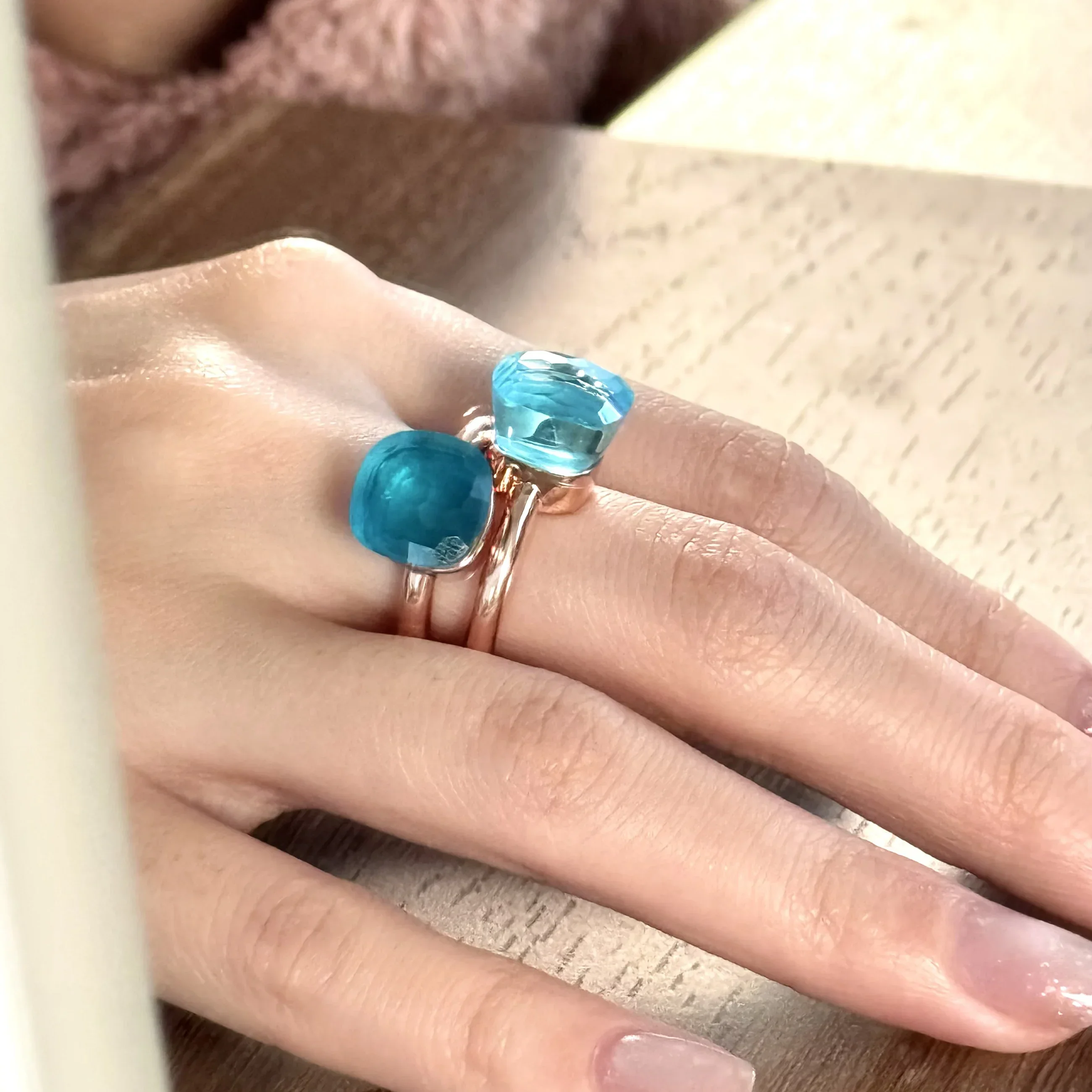 2 Pcs/set of Classic Ring Stacked Mixed Color Crystal Rings 32 Colors Candy Style Rings Jewelry Women Holiday Birthday Gifts