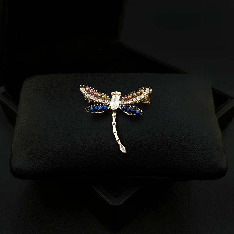 

2098 Handmade Small and Unique Vintage Dragonfly Brooch Exquisite High-end Lapel Pin Clothing Accessory Rhinestone Jewelry Gifts