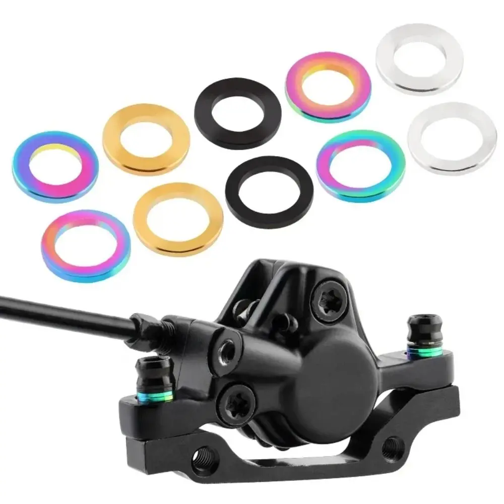 

M5/M6 Bike Brake Flat Washer Titanium Alloy Anodizing Process Bike Bolts Gasket 5mm 6mm Colorful Bicycle Spacer Pads Road Bike