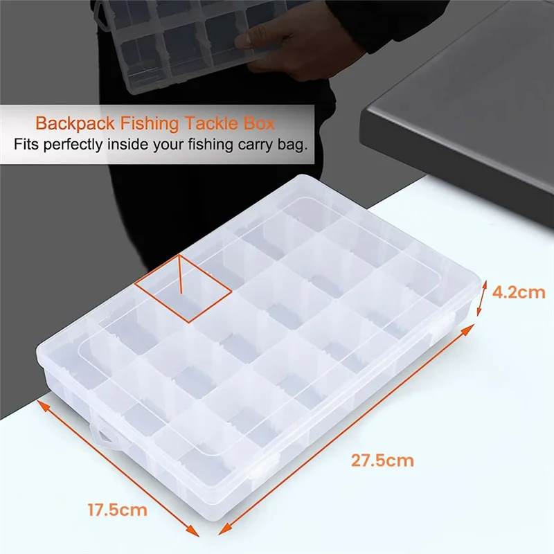 AA89-منظم صندوق معالجة 18 شبكة صندوق كرافت بلاستيكي منظم خرز صندوق صيد شفاف مع فواصل، 4 عبوات