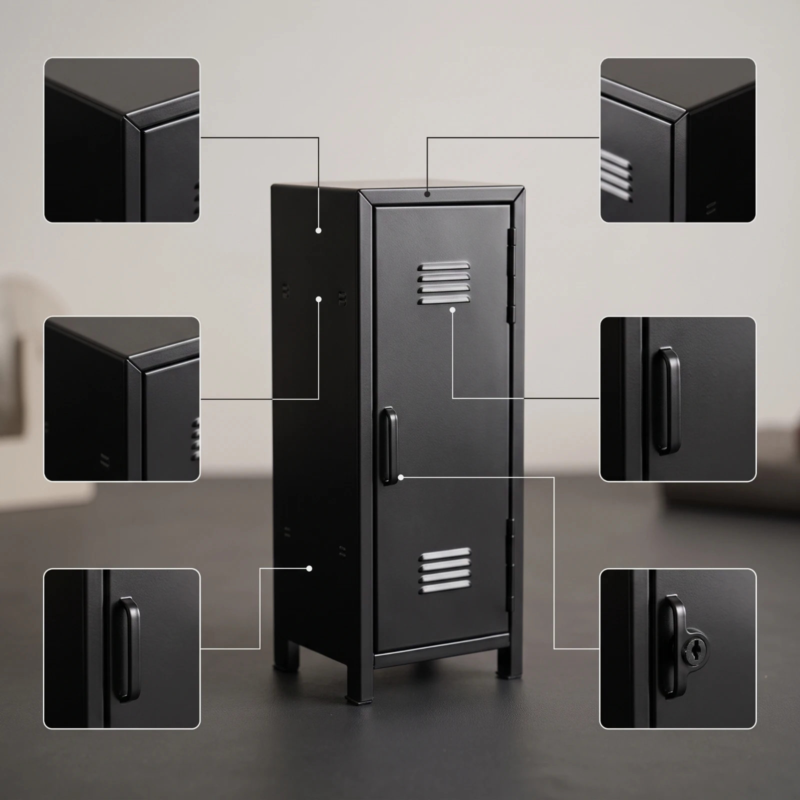 Desktop Storage Cabinet Space-Saving Mini Locker Cabinet with Single Door Ventilated Modern for Office, Vanity