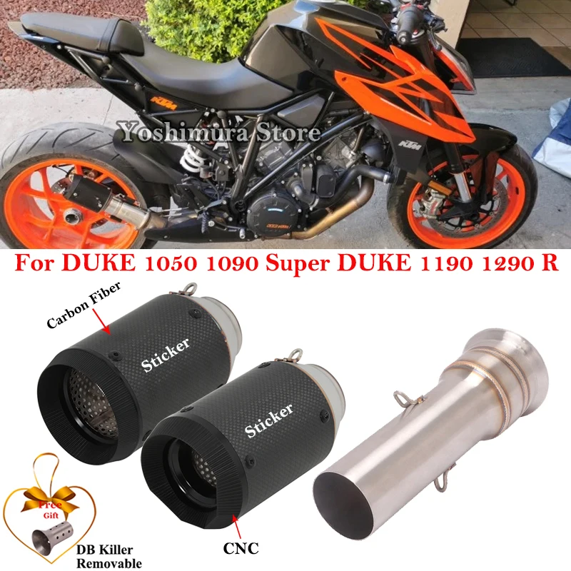 

Slip On For Duke Ktm 1290 Super Duke R Gt Motorcycle Exhaust Muffler Middle Link Pipe With Carbon Fiber Escape DB Killer 51MM