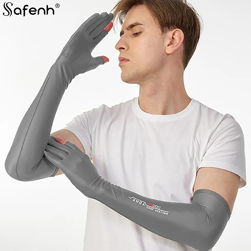 New UV Solar Arm Sleeves Men Cycling Gloves Hand Long Sleeves Driving Arm Cover Summer Cool Muff Sun Protection Motorcyclist