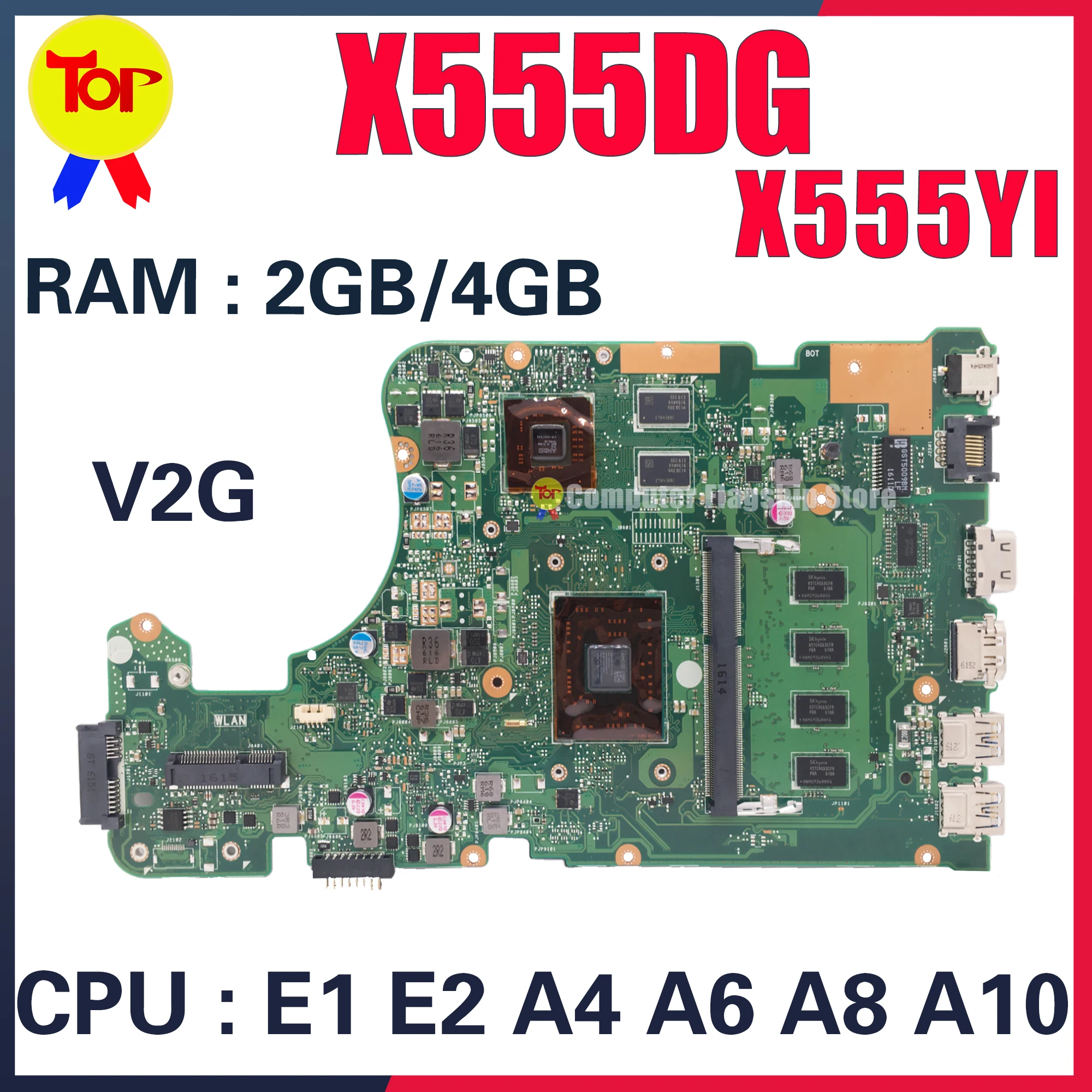 

X555DG Notebook X555YA Motherboard For ASUS X555Y X555YI X555D X555DA K555D Laptop Mainboard CPU E1 E2 A4 A6 A8 A10 A12 FX-8800P