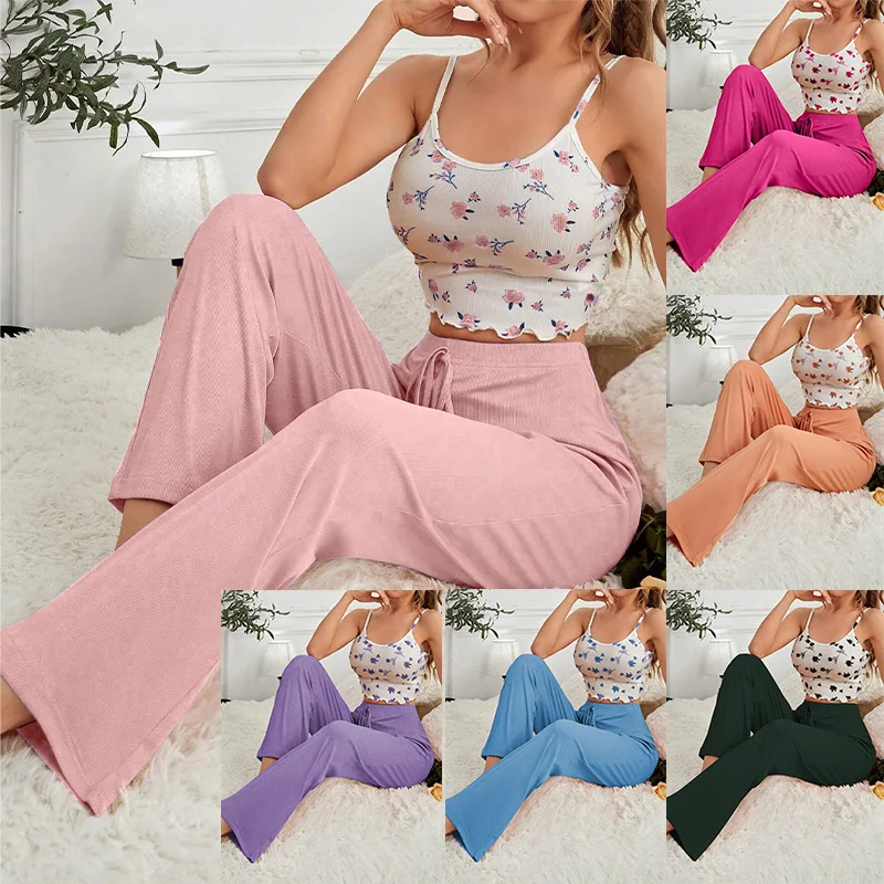 

Women Summer Pajama Sets Autumn Two-piece Set Sleepwear Sexy Girl Home Wear Soft Casual Pyjama Pour Femme Comfortable Loungewear