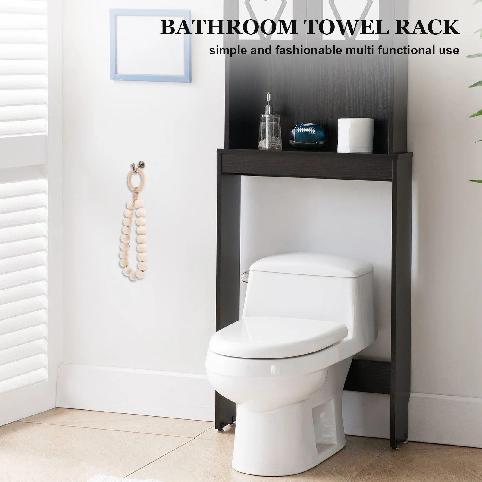 

Durable Wooden Towel Holder Wall Mounted Classic Design Bathroom Kitchen Towel Organizer Rust Resistant Easy Install