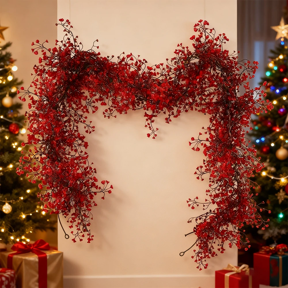 180 سنتيمتر النباتات الاصطناعية معلقة جارلاند البلاستيك السرخس الحمراء نبات اللبلاب وهمية المنزل الزفاف الجدول حفلة حديقة عيد الميلاد الديكور #2
