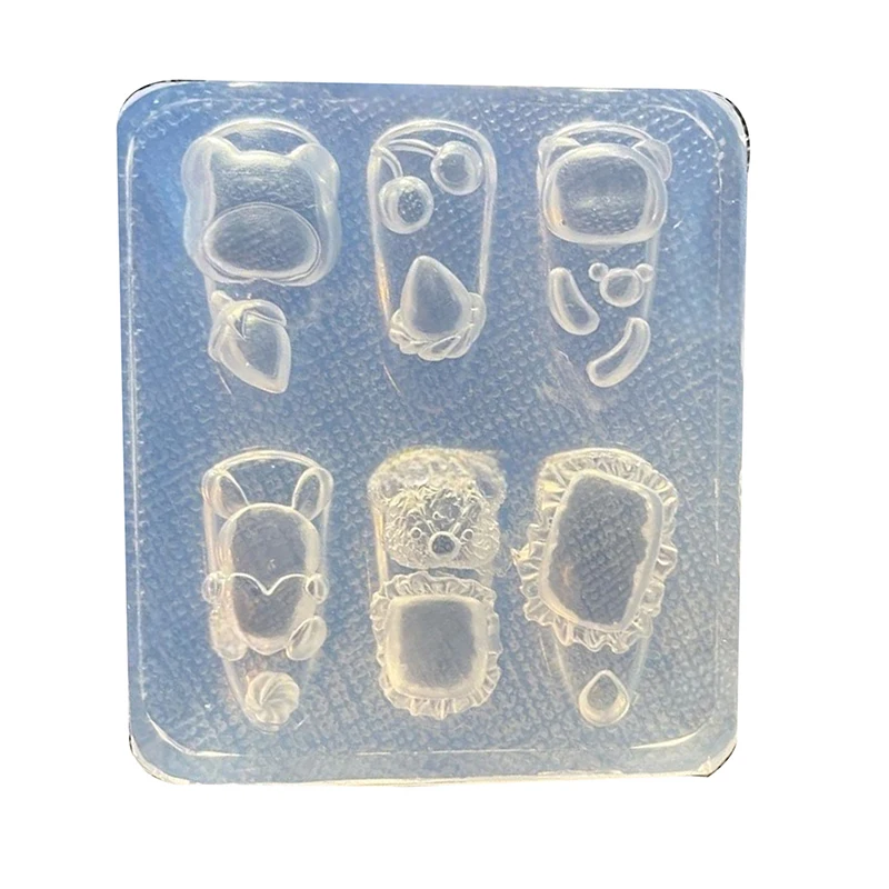 HOT 3D Cartoon Nail Art Mold Decoraties Konijn Beer Ontwerp Diy Siliconen Mode Manicure Mold Decor Accessoires