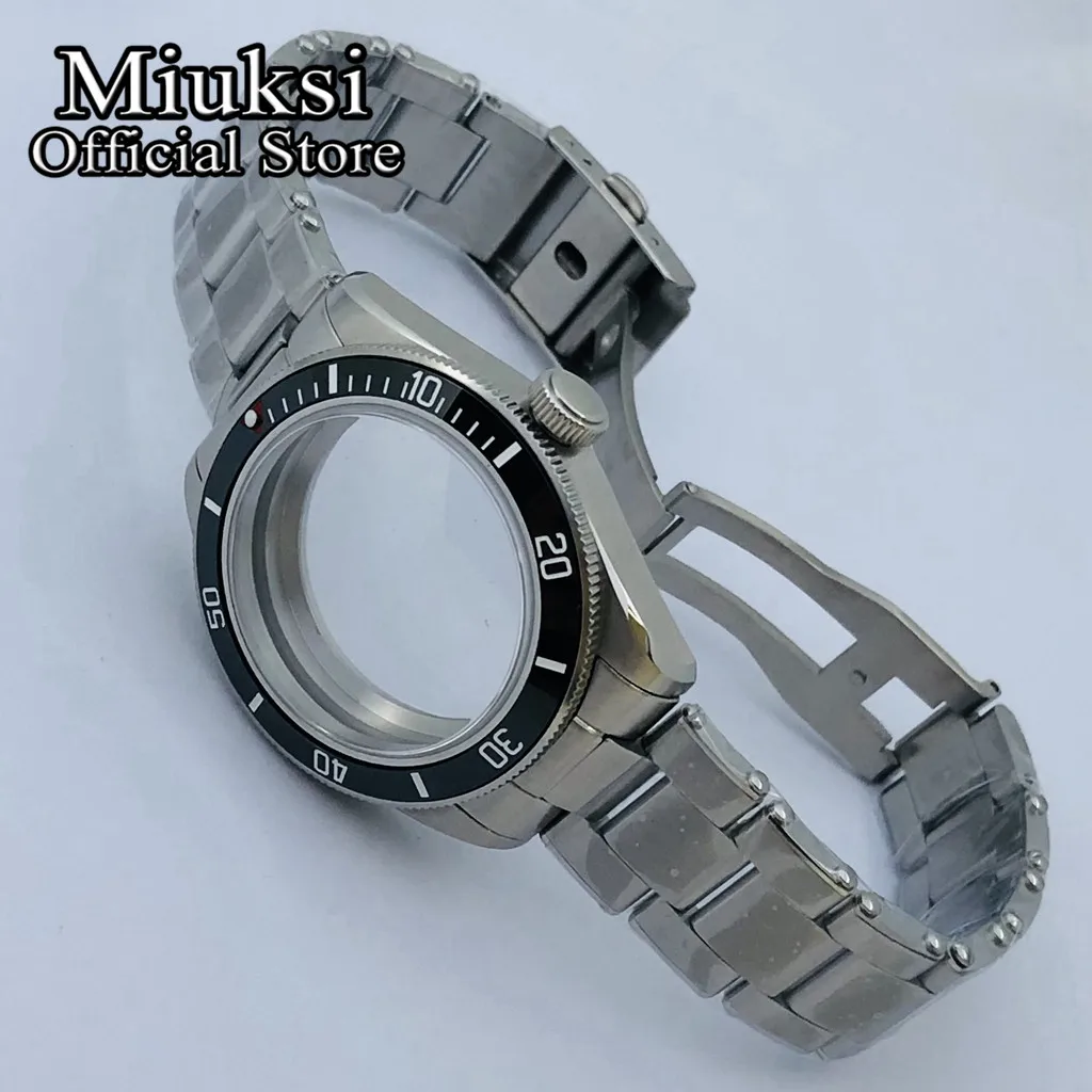 Miuksi 39mm silver sterile watch case domed sapphire glass fit NH35 NH36 NH34 NH38 NH39 NH70 ETA2824 PT5000 movement