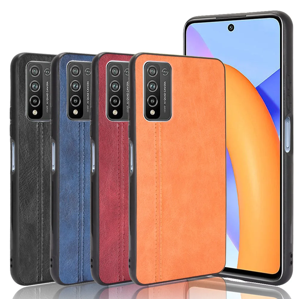 Honor 10X Lite Case Honor 10X Lite Suture Calfskin Soft Edge PU Leather Hard Phone Back Cover For Huawei Honor10X Lite Case