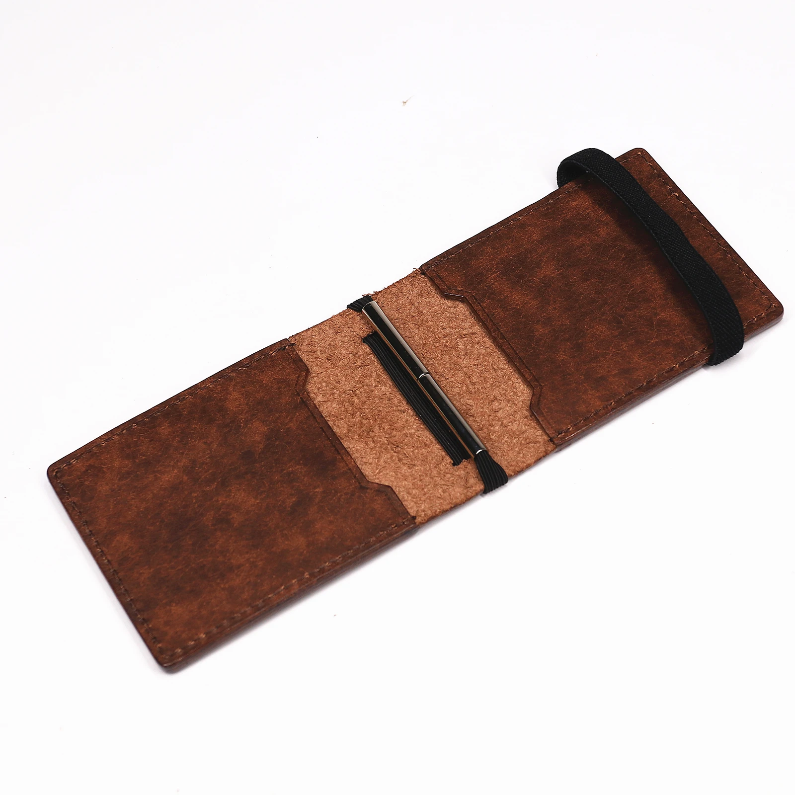 100 % echtes Leder, Geldbörse mit Magnetverschluss, schlanke Bifold-Geldbörse für Herren, Geldscheinklammer-Organizer mit Kartenhalter. – Detail 5