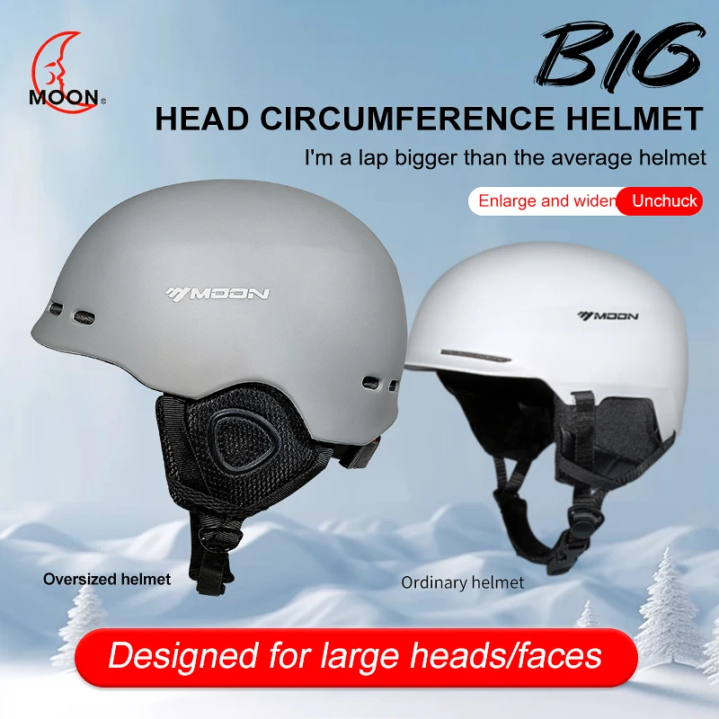 MOON-Removable Ski Helmet Safety Big Head Snowboard Helmet Motorcycle Skiing Snow Adult Large Circumference Winter Sport