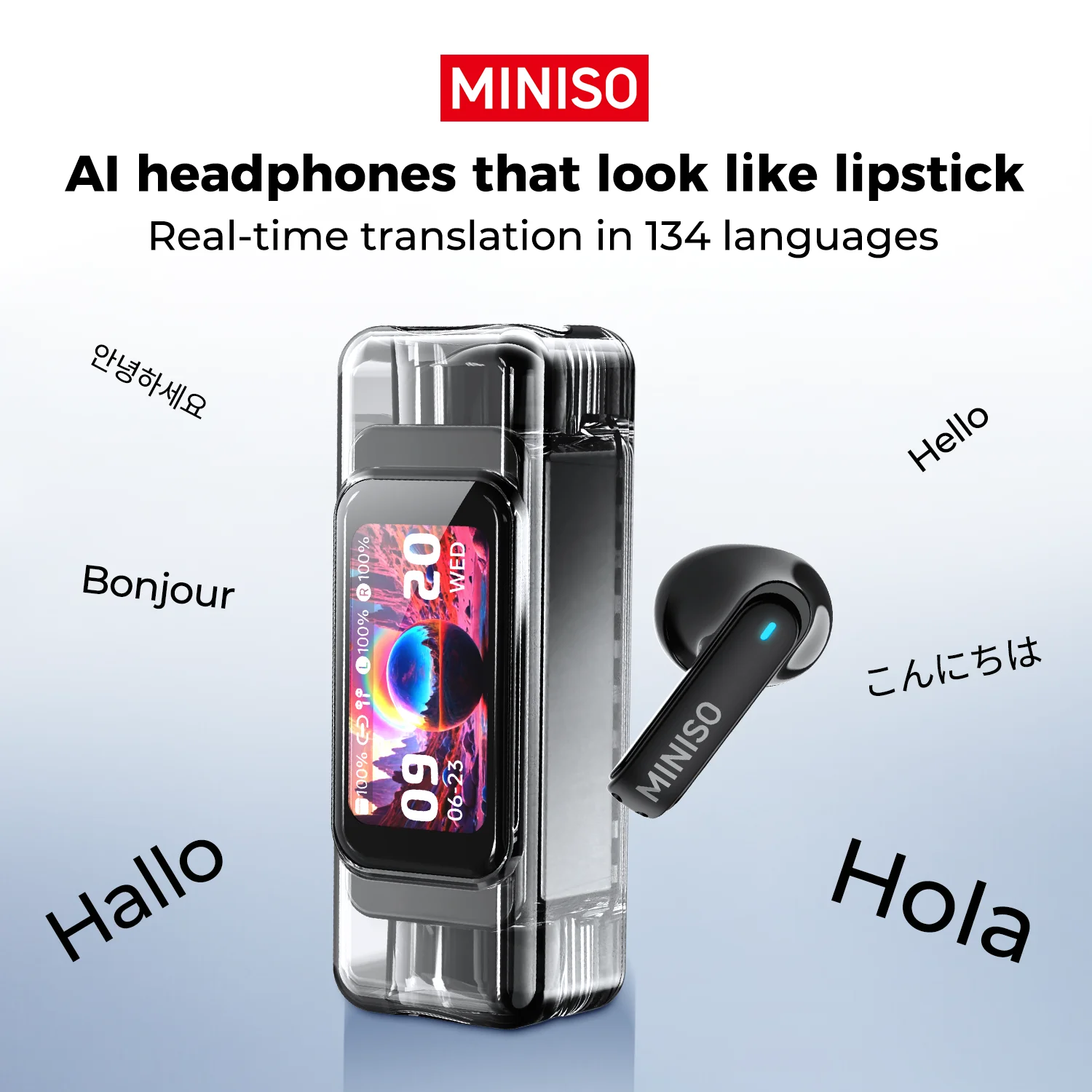 Auriculares inalámbricos Bluetooth MINISO MS116 con pantalla LCD Full HD, 50 horas de reproducción, traductor, baja latencia, portátiles.