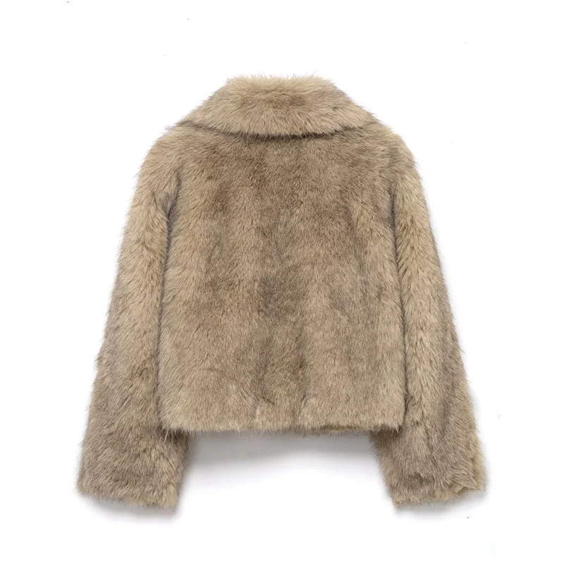 سترة نسائية جديدة تأثير الفرو الصناعي معطف قصير الخريف والشتاء أزياء عارضة الدافئة الأعلى