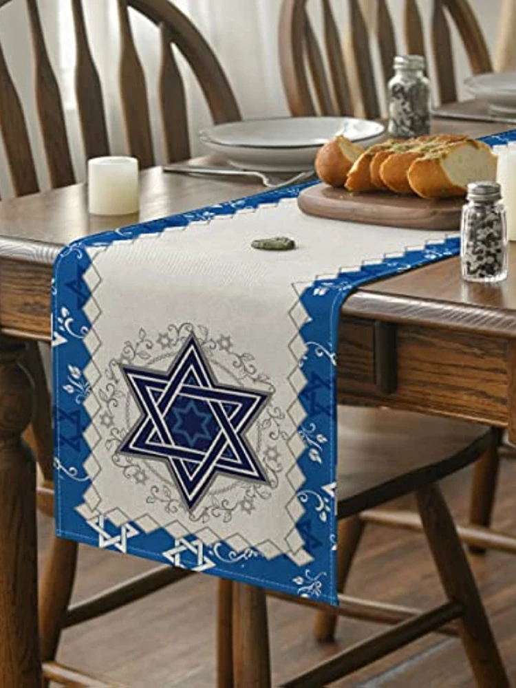 Passover Holiday Kitchen Dining Table Decoration For Indoor Outdoor Home Party Decor Dustproof Table Runners