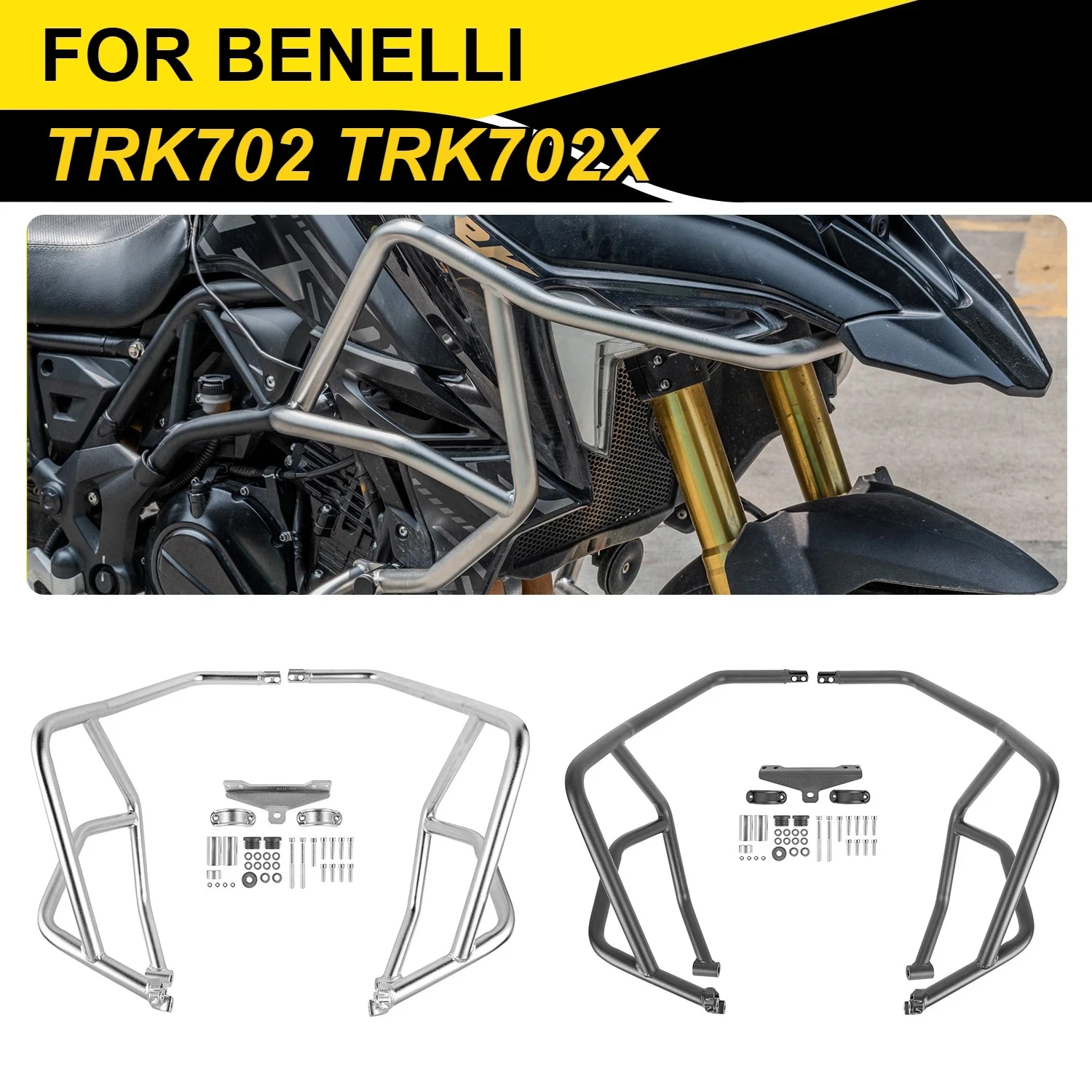 For Benelli TRK702 Engine Guard Bumper TRK702X Highway Crash Bars Motorcycle Frame Protection Upper Bumper 2022 2023