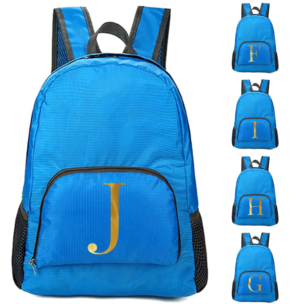 Letter Printed Foldable Bag Outdoor Backpack Portable Camping Hiking Travel Daypack Leisure Men Sport Bag Storage Backpack Women