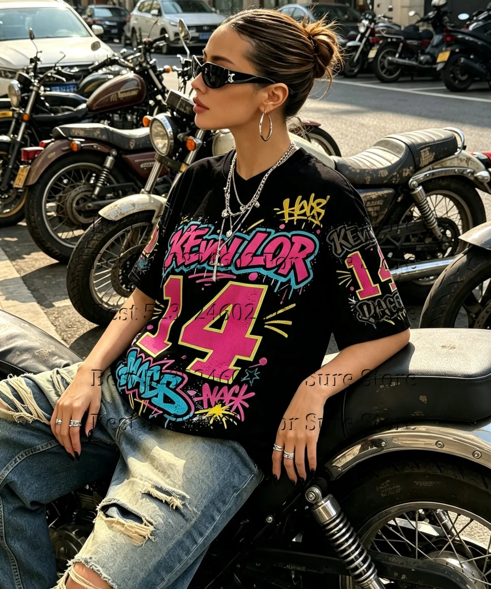 Women's Y2K Flame Print Mesh Football Tshirt Jersey Plus Size V Neck Color Block Streetwear Vintage Breathable Summer T Shirt