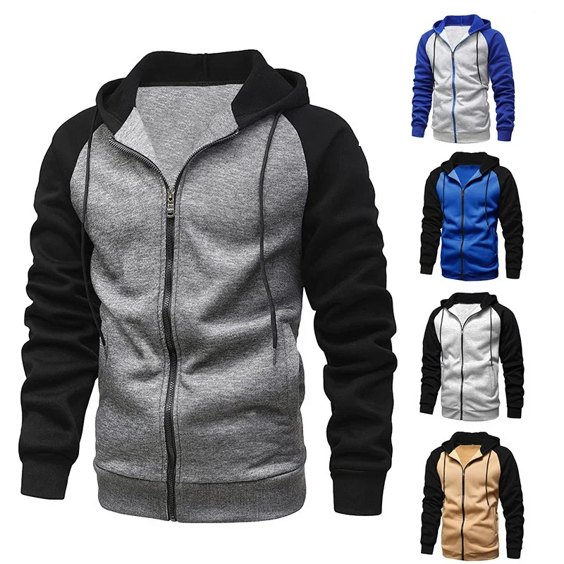 

Men's zipper-striped color-block hooded sweatshirt for autumn-winter 2025, a casual, fashionable and durable loose-fitting hoode