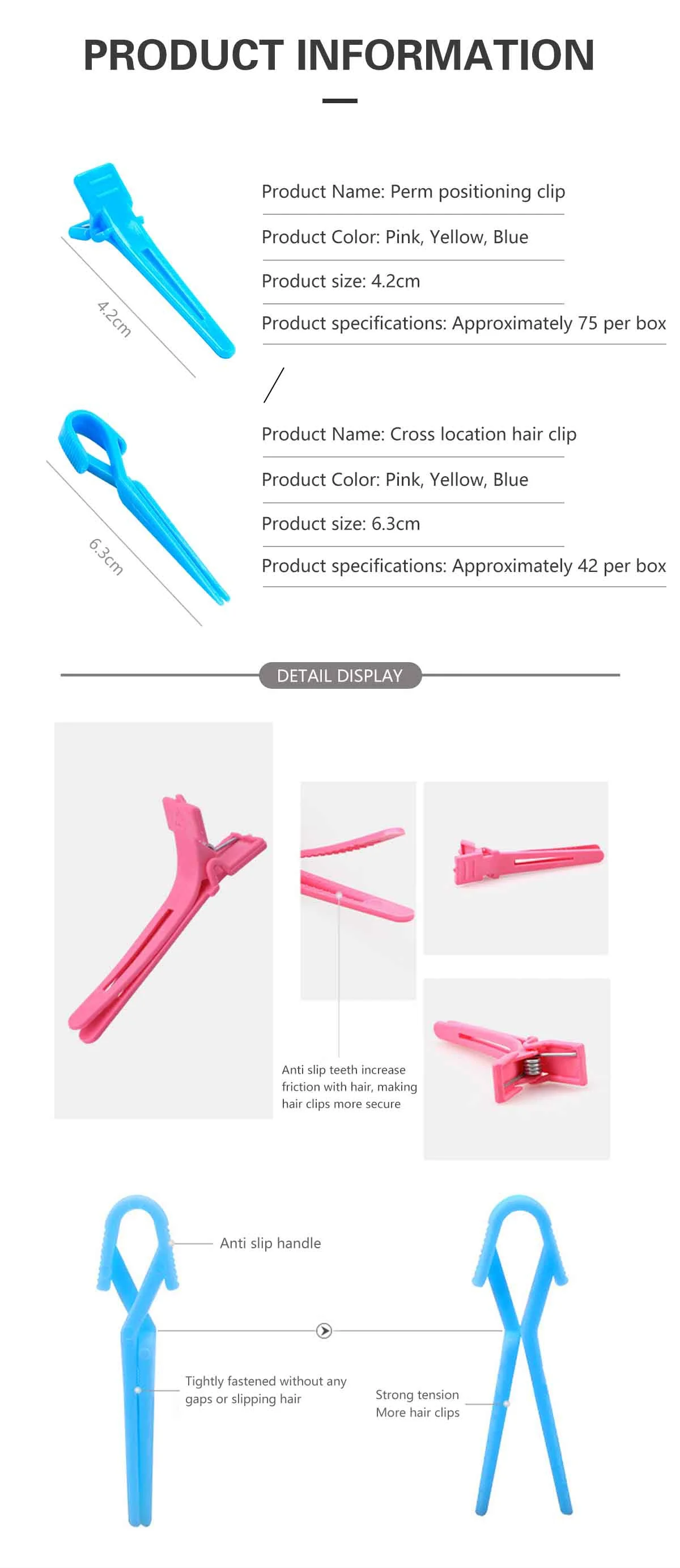 Professionelle Friseursalon Haarnadeln Tragbare Kind Kunststoff Einzelne Zinke Haarspange Mini Haarpflege Styling Werkzeuge – Detail 4