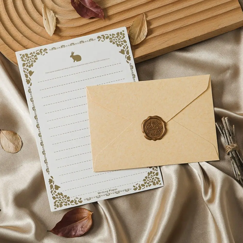 10pcs Vintage Envelopes Set Invitation Card Bronzed Seal Blessing Thank Envelope Nostalgia Art Romantic Retro Greeting Card