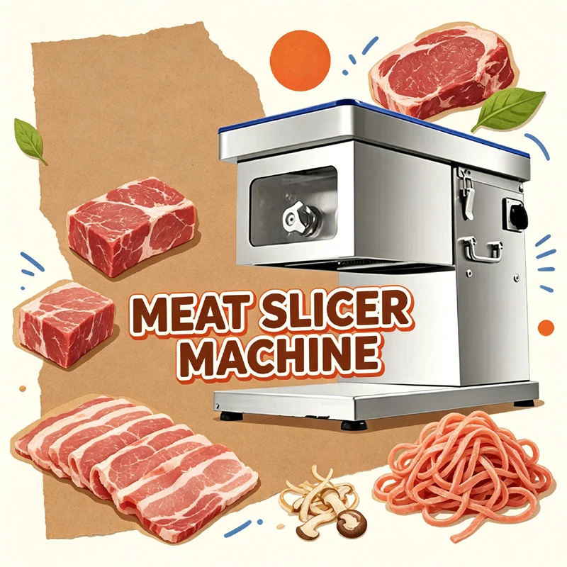 Stainless Steel Fresh Meat Slicer Electric Commercial Meat Slice Shred Diced Meat Cutting Machine