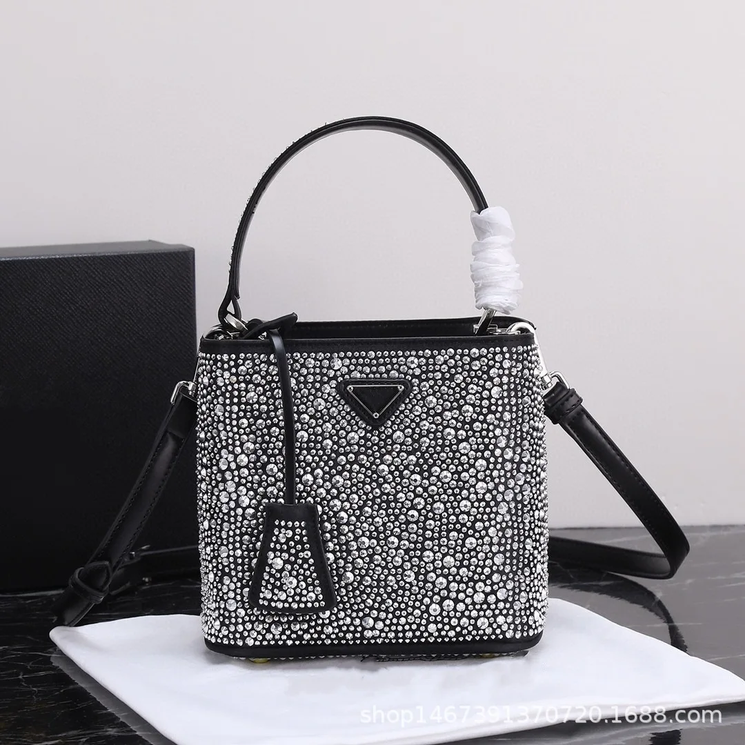 

Luxury Brand Women's Shoulder Bag Bucket Handbag Evening Cosmetic Diamond Inlaid Glitter Y2k Wedding Party Banquet Crossbody